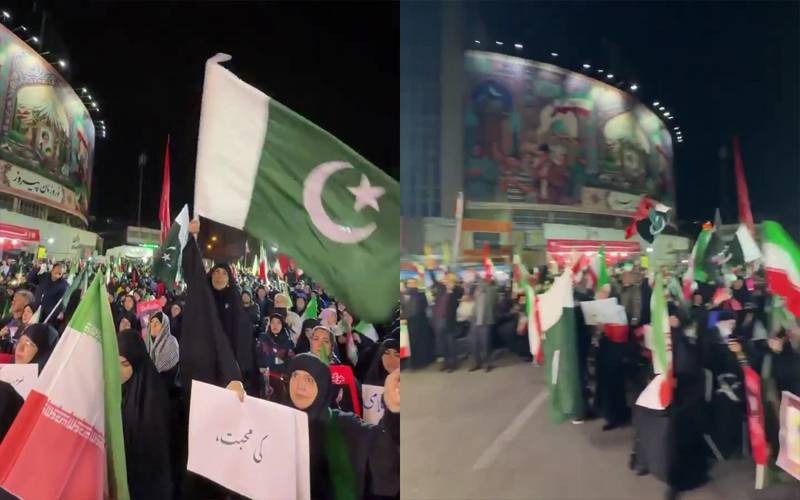تہران میں ریلی کے دوران ایرانی شہریوں کا پاکستان سے اظہار تشکر
