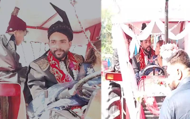وزیر آباد ؛ انوکھی بارات، انوکھا شوق،دلہا اپنا ٹریکٹر سجا کر دلہن لینے میرج ہال پہنچ گیا 