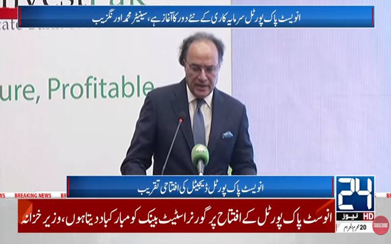 انویسٹ پاک پورٹل کا مقصد ملک میں بیرونی سرمایہ کاری کو فروغ دینا ہے:محمد اورنگزیب