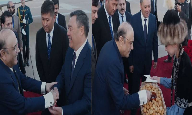 صدرِ مملکت آصف علی زرداری کا کرغیزستان کا دورہ، ہوائی اڈے پر شاندار استقبال