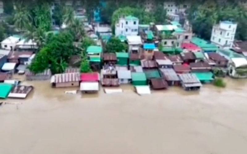 بنگلہ دیش بھارت سرحد پر  سیلاب سے 40 دیہات  بہہ گئے