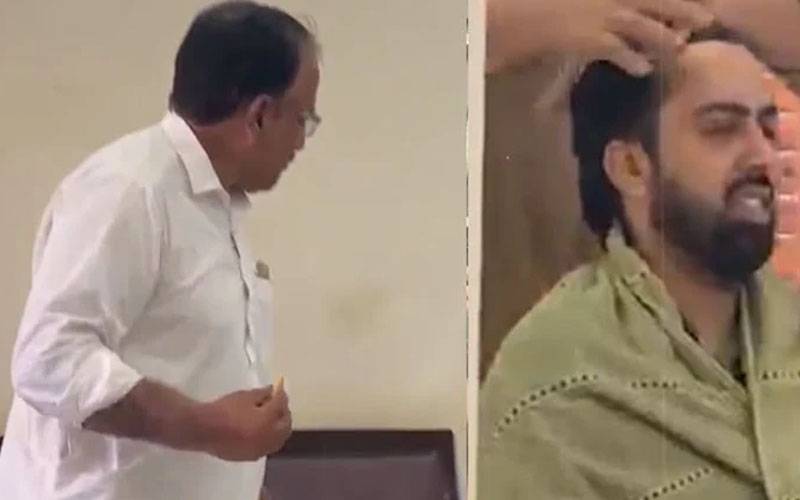 خیبر پختونخوا: ڈی پی او کے دفتر میں شہری کے بال بنوانے کی ویڈیو وائرل 