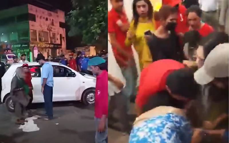 کارسوار نوجوان اور خواجہ سراؤں کے درمیان شدید جھگڑا، ویڈیو وائرل