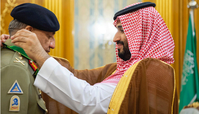 آرمی چیف جنرل قمر جاوید باجوہ،سعودی عرب،اعلیٰ ترین اعزاز،محمد بن سلمان